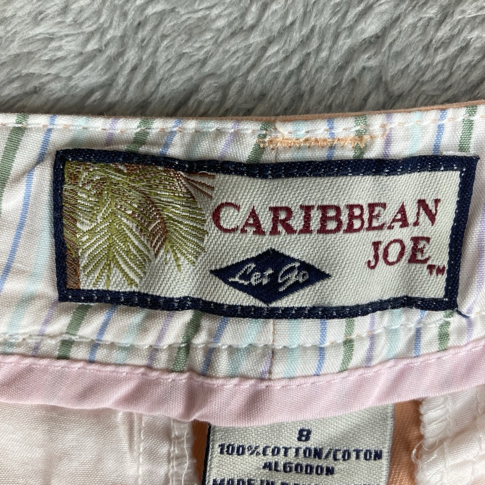 Caribbean Joe Capri Pants‎ Size 8 Coral Sands 100% Cotton Flap Pockets - Picture 14 of 16